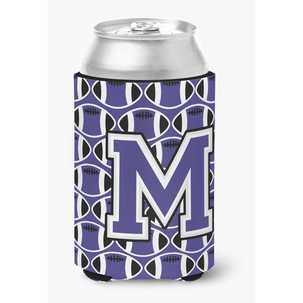 Caroline'S Treasures Cj1068-Mcc Letter M Football Purple And White Can Or Bottle Hugger, Multicolor