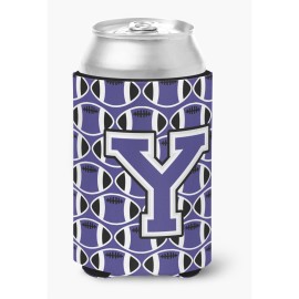 Caroline'S Treasures Cj1068-Ycc Letter Y Football Purple And White Can Or Bottle Hugger, Multicolor