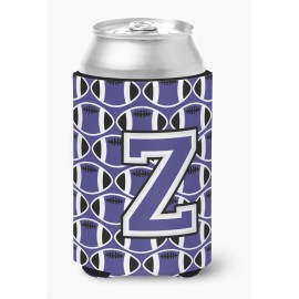 Caroline'S Treasures Cj1068-Zcc Letter Z Football Purple And White Can Or Bottle Hugger, Multicolor