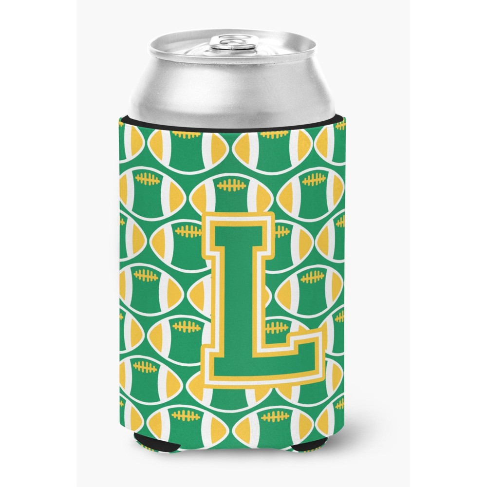 Caroline'S Treasures Cj1069-Lcc Letter L Football Green And Gold Can Or Bottle Hugger, Multicolor