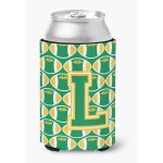 Caroline'S Treasures Cj1069-Lcc Letter L Football Green And Gold Can Or Bottle Hugger, Multicolor