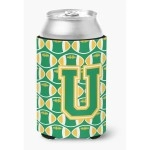 Caroline'S Treasures Cj1069-Ucc Letter U Football Green And Gold Can Or Bottle Hugger, Multicolor