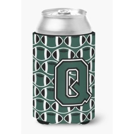 Caroline'S Treasures Cj1071-Qcc Letter Q Football Green And White Can Or Bottle Hugger, Multicolor