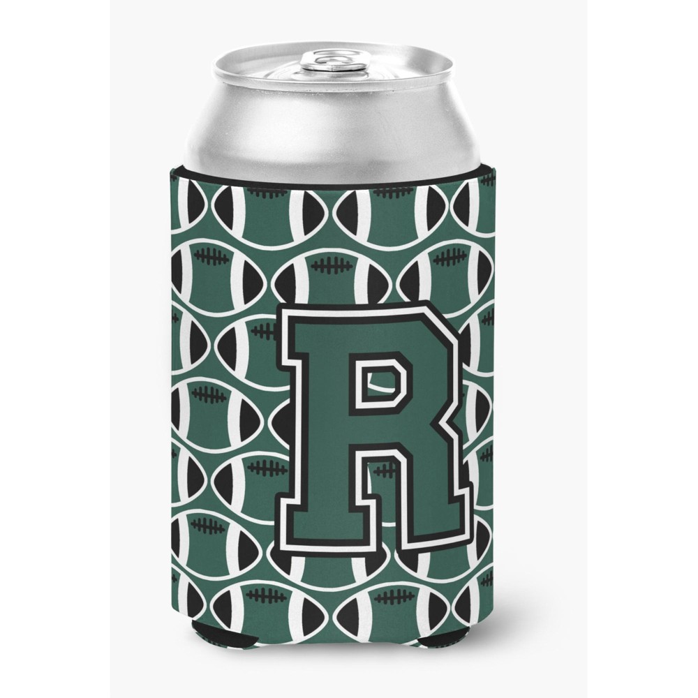 Caroline'S Treasures Cj1071-Rcc Letter R Football Green And White Can Or Bottle Hugger, Multicolor