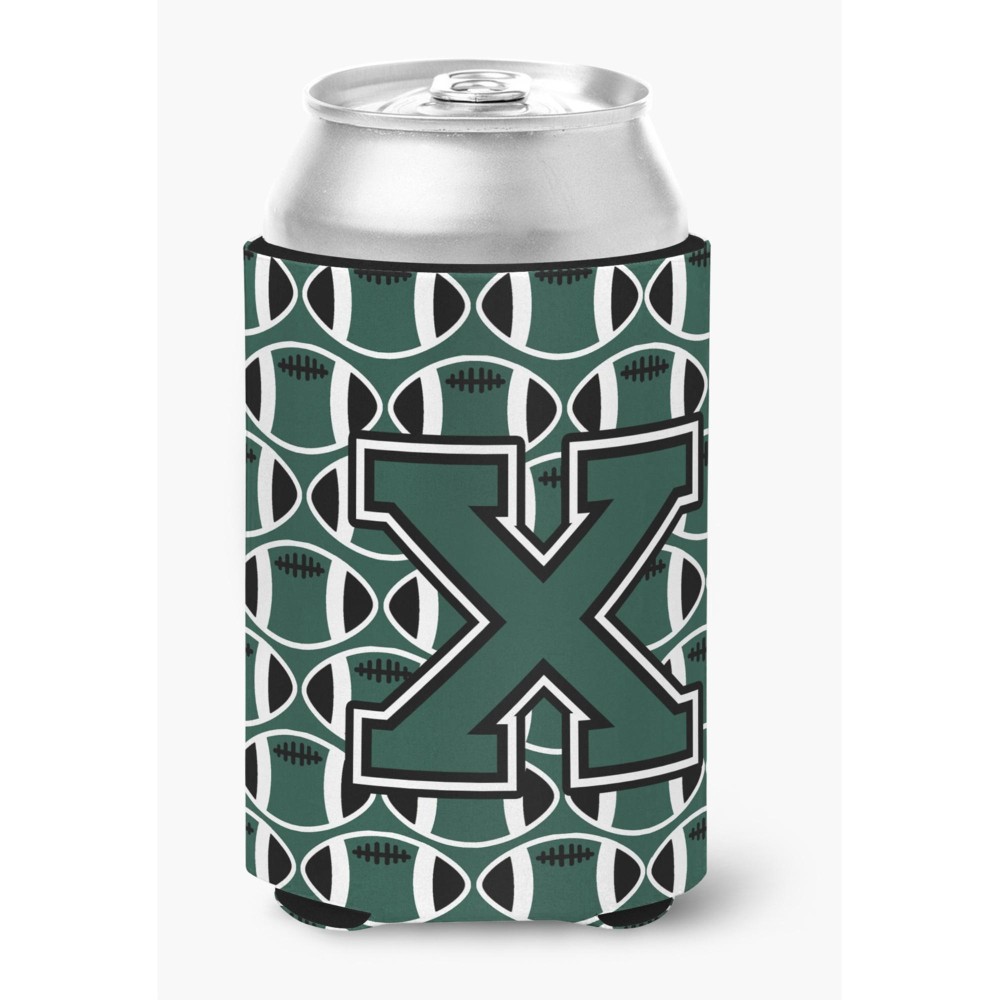 Caroline'S Treasures Cj1071-Xcc Letter X Football Green And White Can Or Bottle Hugger, Multicolor