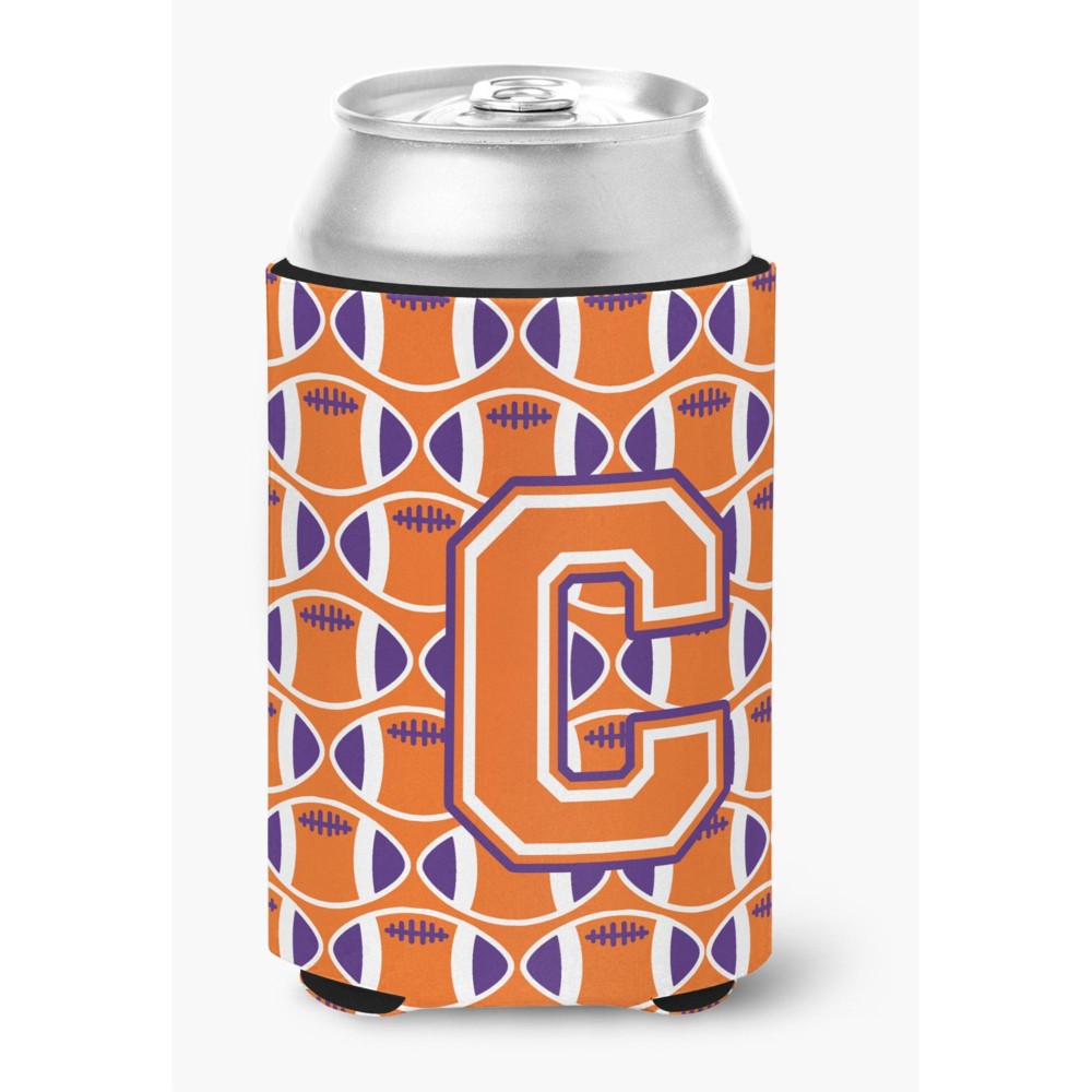 Caroline'S Treasures Cj1072-Ccc Letter C Football Orange, White And Regalia Can Or Bottle Hugger, Multicolor