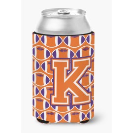 Caroline'S Treasures Cj1072-Kcc Letter K Football Orange, White And Regalia Can Or Bottle Hugger, Multicolor