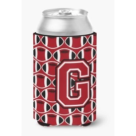 Caroline'S Treasures Cj1073-Gcc Letter G Football Red, Black And White Can Or Bottle Hugger, Multicolor