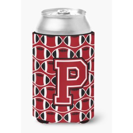 Caroline'S Treasures Cj1073-Pcc Letter P Football Red, Black And White Can Or Bottle Hugger, Multicolor