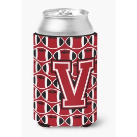 Caroline'S Treasures Cj1073-Vcc Letter V Football Red, Black And White Can Or Bottle Hugger, Multicolor