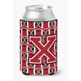 Caroline'S Treasures Cj1073-Xcc Letter X Football Red, Black And White Can Or Bottle Hugger, Multicolor