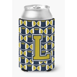 Caroline'S Treasures Cj1074-Lcc Letter L Football Blue And Gold Can Or Bottle Hugger, Multicolor