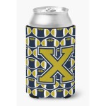 Caroline'S Treasures Cj1074-Xcc Letter X Football Blue And Gold Can Or Bottle Hugger, Multicolor