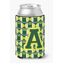 Caroline'S Treasures Cj1075-Acc Letter A Football Green And Yellow Can Or Bottle Hugger, Multicolor