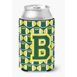 Caroline'S Treasures Cj1075-Bcc Letter B Football Green And Yellow Can Or Bottle Hugger, Multicolor