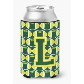 Caroline'S Treasures Cj1075-Lcc Letter L Football Green And Yellow Can Or Bottle Hugger, Multicolor