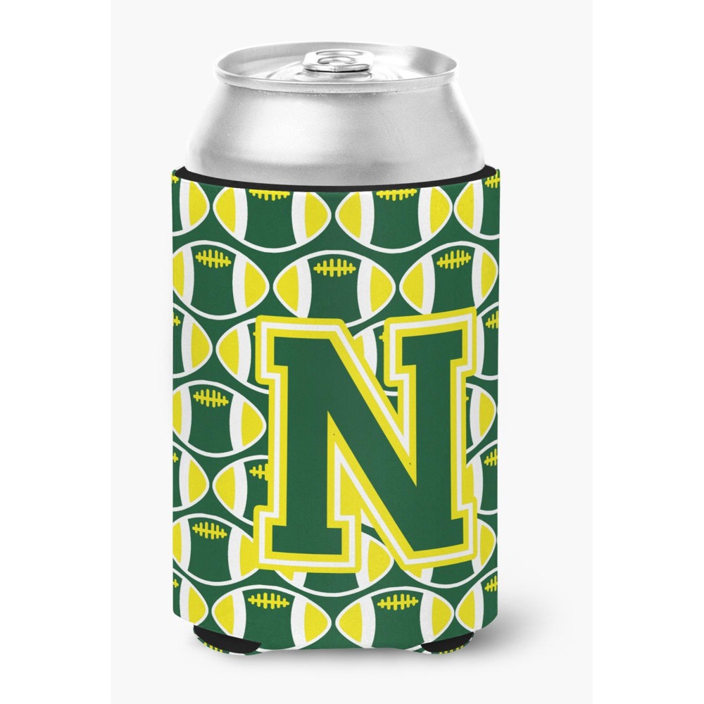 Caroline'S Treasures Cj1075-Ncc Letter N Football Green And Yellow Can Or Bottle Hugger, Multicolor