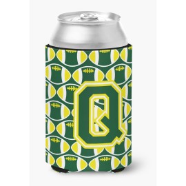 Caroline'S Treasures Cj1075-Qcc Letter Q Football Green And Yellow Can Or Bottle Hugger, Multicolor