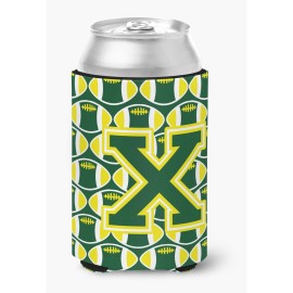 Caroline'S Treasures Cj1075-Xcc Letter X Football Green And Yellow Can Or Bottle Hugger, Multicolor