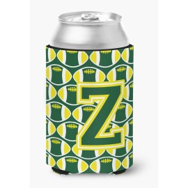 Caroline'S Treasures Cj1075-Zcc Letter Z Football Green And Yellow Can Or Bottle Hugger, Multicolor
