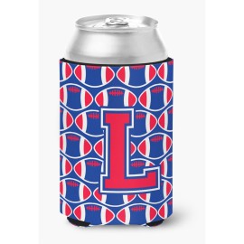 Caroline'S Treasures Cj1076-Lcc Letter L Football Harvard Crimson And Yale Blue Can Or Bottle Hugger, Multicolor