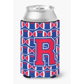 Caroline'S Treasures Cj1076-Rcc Letter R Football Harvard Crimson And Yale Blue Can Or Bottle Hugger, Multicolor