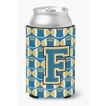 Caroline'S Treasures Cj1077-Fcc Letter F Football Blue And Gold Can Or Bottle Hugger, Multicolor