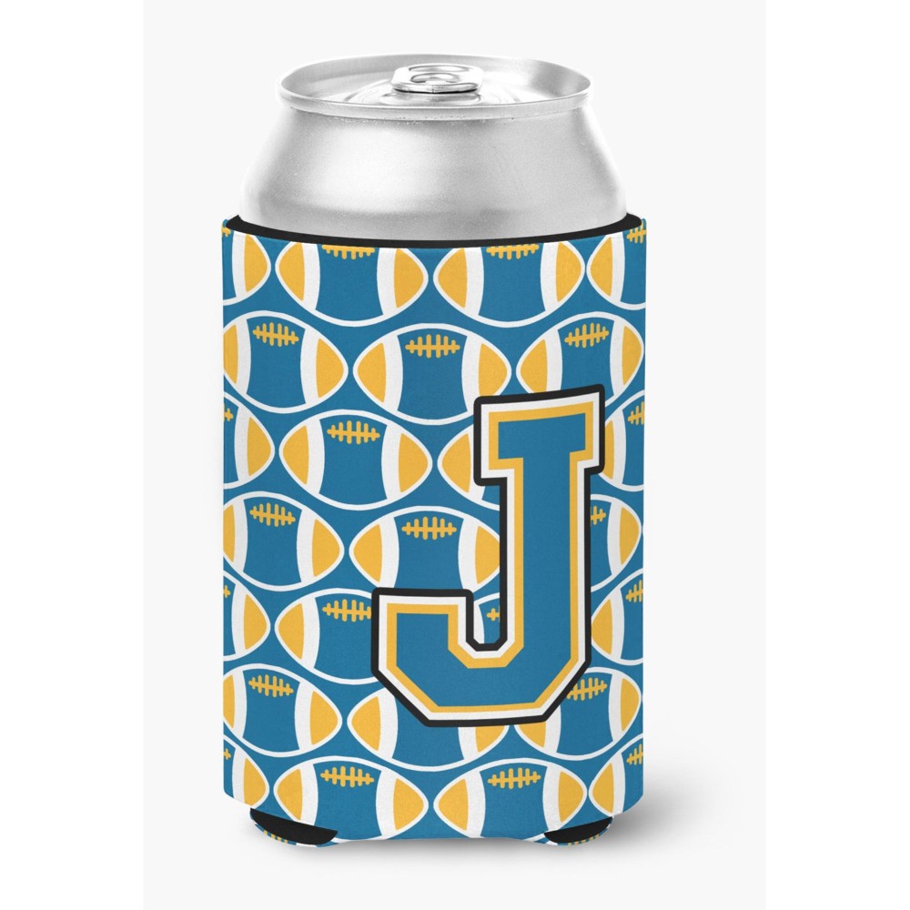 Caroline'S Treasures Cj1077-Jcc Letter J Football Blue And Gold Can Or Bottle Hugger, Multicolor