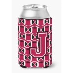 Caroline'S Treasures Cj1079-Jcc Letter J Football Crimson And White Can Or Bottle Hugger, Multicolor