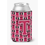 Caroline'S Treasures Cj1079-Tcc Letter T Football Crimson And White Can Or Bottle Hugger, Multicolor