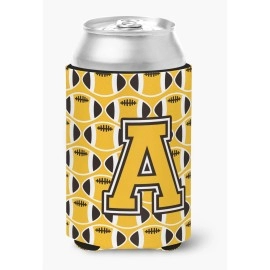Caroline'S Treasures Cj1080-Acc Letter A Football Black, Old Gold And White Can Or Bottle Hugger, Multicolor