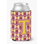 Caroline'S Treasures Cj1081-Tcc Letter T Football Maroon And Gold Can Or Bottle Hugger, Multicolor