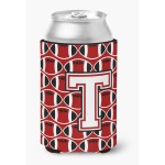 Caroline'S Treasures Cj1082-Tcc Letter T Football Cardinal And White Can Or Bottle Hugger, Multicolor