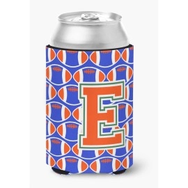 Caroline'S Treasures Cj1083-Ecc Letter E Football Green, Blue And Orange Can Or Bottle Hugger, Multicolor