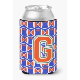 Caroline'S Treasures Cj1083-Gcc Letter G Football Green, Blue And Orange Can Or Bottle Hugger, Multicolor