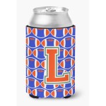 Caroline'S Treasures Cj1083-Lcc Letter L Football Green, Blue And Orange Can Or Bottle Hugger, Multicolor