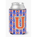 Caroline'S Treasures Cj1083-Ucc Letter U Football Green, Blue And Orange Can Or Bottle Hugger, Multicolor