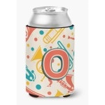 Letter O Retro Teal Orange Musical Instruments Initial Can Or Bottle Hugger Cj2001-Occ