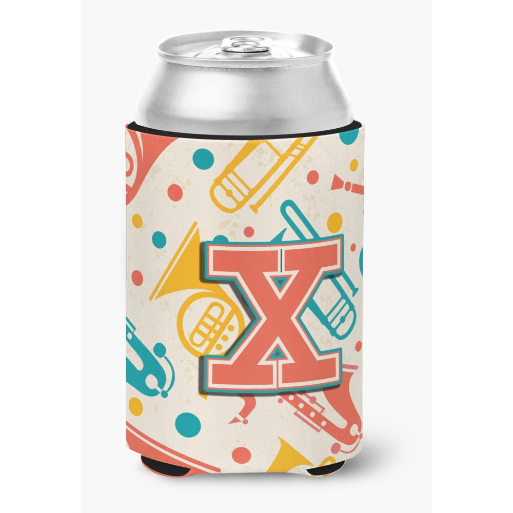 Letter X Retro Teal Orange Musical Instruments Initial Can Or Bottle Hugger Cj2001-Xcc