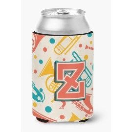 Letter Z Retro Teal Orange Musical Instruments Initial Can Or Bottle Hugger Cj2001-Zcc