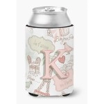 Letter K Love In Paris Pink Can Or Bottle Hugger Cj2002-Kcc