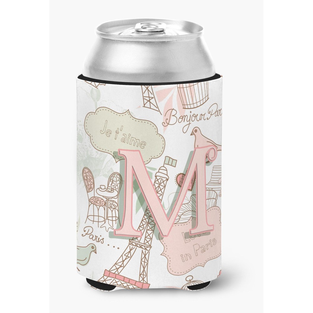 Letter M Love In Paris Pink Can Or Bottle Hugger Cj2002-Mcc