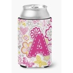 Letter A Flowers And Butterflies Pink Can Or Bottle Hugger Cj2005-Acc