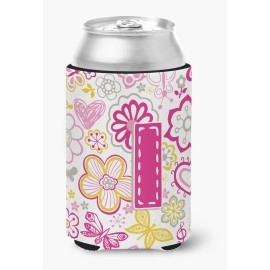 Letter I Flowers And Butterflies Pink Can Or Bottle Hugger Cj2005-Icc