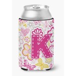 Letter K Flowers And Butterflies Pink Can Or Bottle Hugger Cj2005-Kcc