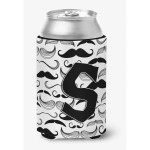 Letter S Moustache Initial Can Or Bottle Hugger Cj2009-Scc