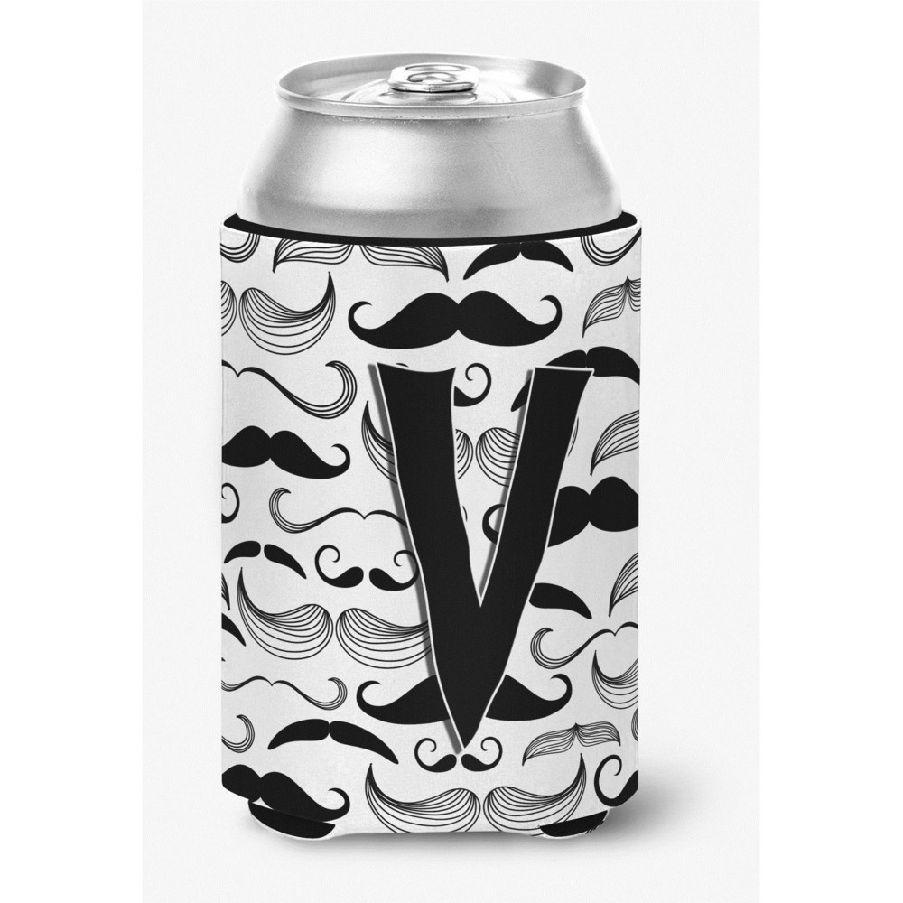 Letter V Moustache Initial Can Or Bottle Hugger Cj2009-Vcc
