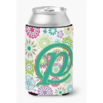 Letter P Flowers Pink Teal Green Initial Can Or Bottle Hugger Cj2011-Pcc