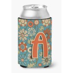 Letter A Flowers Retro Blue Can Or Bottle Hugger Cj2012-Acc