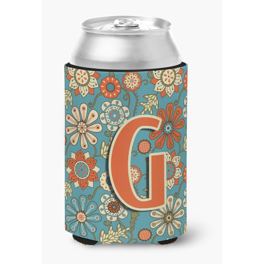 Letter G Flowers Retro Blue Can Or Bottle Hugger Cj2012-Gcc